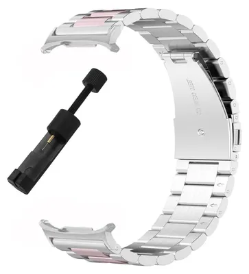 Produktbild von By Qubix Edelstahl-Gliederarmband - Silber mit Roségold - passend für Samsung Galaxy Watch 8 - 40 mm / 44 mm