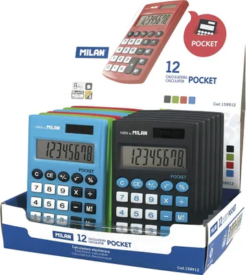 Zdjęcie produktu dla Milan 159912, Kieszeń, Podstawowy kalkulator, 8 cyfr(y), Bateria/Energia słoneczna, Wielobarwny