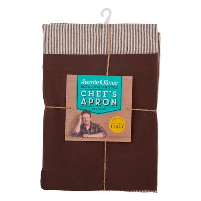 Immagine prodotto di Jamie Oliver Grembiule da cucina rustico italiano, grembiule, grembiule da cucina, tessile da cucina, cotone, marrone scuro, 70 x 80 cm, 556948