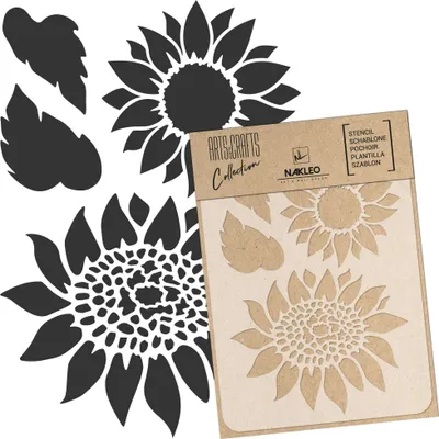 Produktbild von Malschablone für Handwerk A5 15x21cm, Sonnenblumen Blatt Natur Muster, Wiederverwendbare Kunststoff DIY & Scrapbooking Zeichenschablone