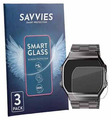 Produktbild von 3x Savvies Schutzglas Folie für Casio A168WEGG-1BEF 9H Panzer Schutzfolie Glas Displayschutz klar transparent