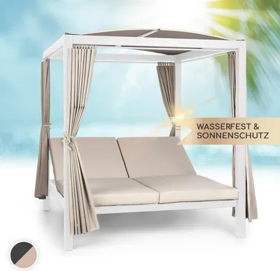 Image de Blumfeldt Bain de Soleil Double, Transat Jardin Exterieur 2 Personnes, Chaise Longue de Jardin en Polyester, Imperméable, Chaise Longue avec Dossier Réglable, Séchage Rapide, Bains de Soleil Design