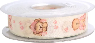 Produktbild von Dekoband 25mm Baby Bär 1 Meter rosa