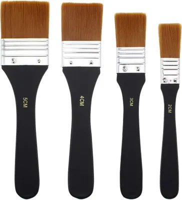 Produktbild von 4-teiliges Set großer flacher Künstler-Nylonpinsel für Ölmalerei und Möbelanstriche