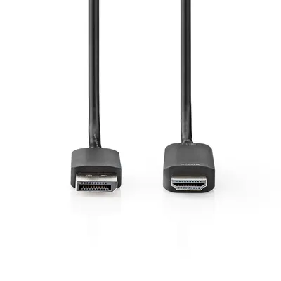 Produktbild von Nedis Displayport-Kabel - DisplayPort Stecker - HDMI Stecker - 4K@60Hz - Vernickelt - 2.00 m - Rund - PVC - Schwarz - Plastikbeutel