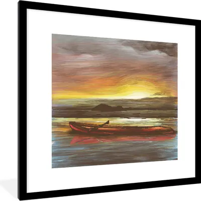 Produktbild von MuchoWow® MuchoWow® Gerahmtes Poster Boot - Meer - Sonne 40x40 cm - Poster mit zchwarzem Bilderrahmen - Poster - Plakat im Rahmen