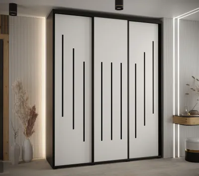 Obrázek produktu pro Šatní skříň ASIRI 8 - 190/60 cm, černá / bílá / černá