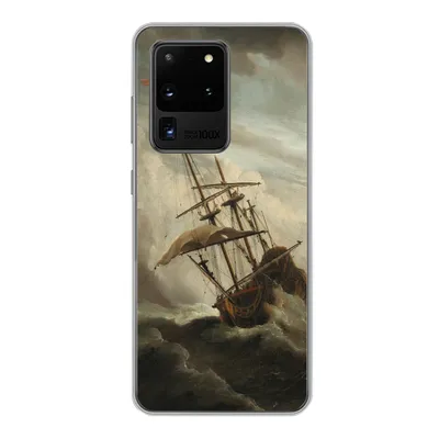 Produktbild von MuchoWow® Handyhülle Schutzhülle Hülle für Samsung Galaxy S20 Ultra Ein Schiff auf offener See während eines Sturms - Gemälde von Willem van de Velde Silikon Softcase Handy Hülle - Karteninhaber