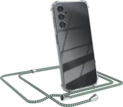 Produktbild von EAZY CASE Handykette kompatibel mit Samsung Galaxy A14 5G, Handyhülle mit Umhängeband, Handykordel, Schutzhülle Clear, Band in Grün