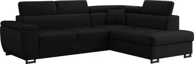 Produktbild von MÖBEL LUX Ecksofa NICOLE, L-Form Sofa mit Schlaffunktion, Velours Schwarz, Rechts