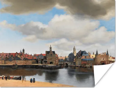 Produktbild von MuchoWow® Poster Vermeer - Stadt - Alte Meister - Kunst 80x60 cm - Kunst für zu Hause