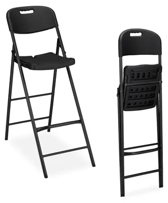 Barhocker 2er Set, klappbar, mit Rückenlehne, 118x44,5x82 cm, Schwarz