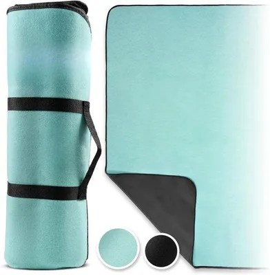 Produktbild von Famanu Picknickdecke 200 x 200 cm - wasserfest - isoliert - XXL kompakt mit Tragegurt - faltbar - für Outdoor - schwarz