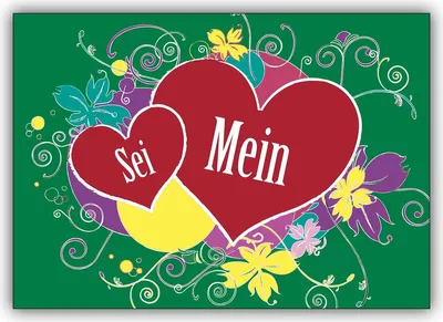 Produktbild von Romantische Liebeskarte: “Sei mein” mit Herz in grün