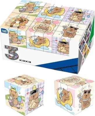 Productafbeelding van 3x3 Kapibarapuzzelkubus - Educatief puzzelkubus voor kinderen, 5,7 cm