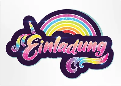 Produktbild von Friendly Fox Glitzer Regenbogen Einladung, 12x Einladungskarten Kindergeburtstag Regenbogen Party, Geburtstagseinladung mit Glitzerlack