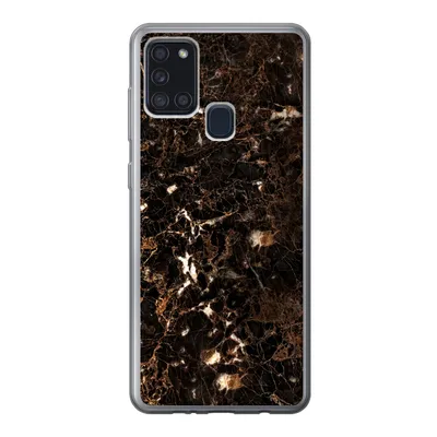 Produktbild von MuchoWow® Handyhülle Schutzhülle Hülle für Samsung Galaxy A21s Marmor - Schwarz - Gold Silikon Softcase Handy Hülle - Hartschale