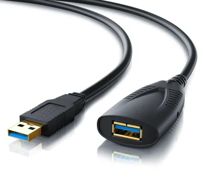 Produktbild von CSL-Computer 5m USB 3.2 Gen1 Repeater Verlängerungskabel Extension Cable aktiv mit Signalverstärkung - Signalverstärker Repeater - Super Speed Verlängerung - schwarz