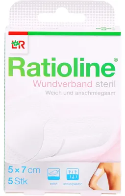 Produktbild von Ratioline Wundverband 7x5 cm steril, 5 St. Wundauflagen