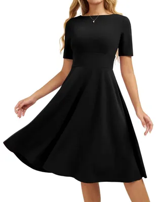 Produktbild von Elegantes Midikleid mit kurzen Ärmeln und Rundhalsausschnitt