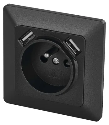 Zásuvka s USB 2,1A max., antracit