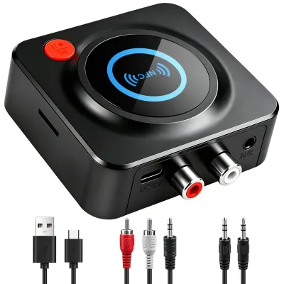 Zdjęcie produktu dla Odbiornik Bluetooth 5.1, adapter audio stereo Hi-Fi, złącze RCA i 3,5 mm AUX