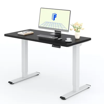 Image de FLEXISPOT E1 Pro Bureau électrique réglable en hauteur 120x80cm 25MM TABLE D'UNE SEULE PARTIE Double moteur 120KG Capacité de charge 4 mémoires, Noir