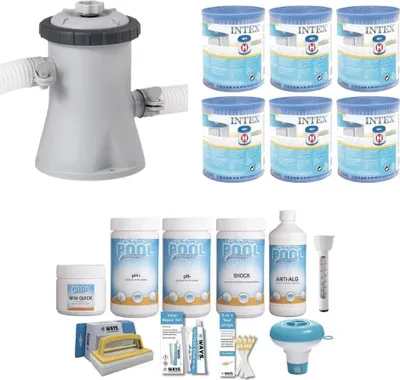 Obrázek produktu pro WAYS - Balíček péče o bazén Small Deluxe & filtrační čerpadlo 1250 L/u & 6 filtrů typu H