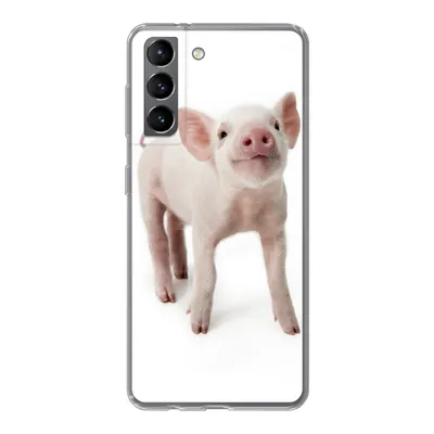 Produktbild von MuchoWow® Handyhülle Schutzhülle Hülle für Samsung Galaxy S21 Schwein - Tiere - Weiß Silikon Softcase Handy Hülle - Softcase