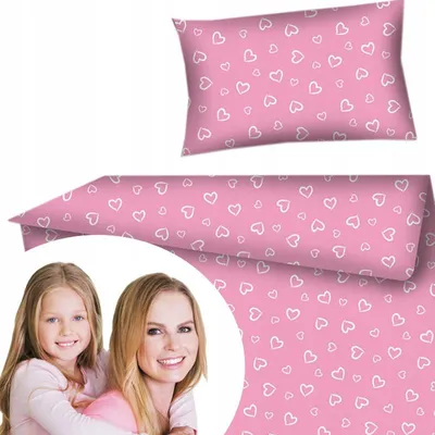 Produktbild von Designpremium Baumwoll-Bettwäsche Rosa Herzen 140x200 cm