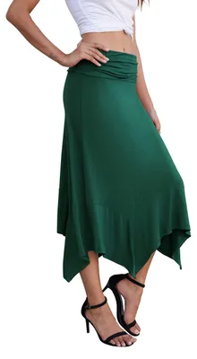 Immagine prodotto di Gonna midi a trapezio in verde scuro, ideale per l'estate, per donna
