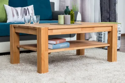 Produktbild von Couchtisch Kernbuche Massivholz Farbe: Natur 45x105x65 cm