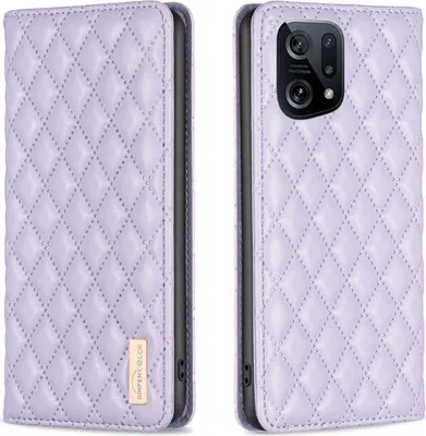 Produktbild von OPPO Find X5 Hülle, Elegant Bookstyle Flip Leder Kartenfächer Schutzhülle mit Ständer für OPPO Find X5 Lila