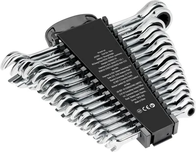 Immagine prodotto di SucceBuy Set di chiavi combinate da 16 pezzi, set di chiavi a cricchetto con portaoggetti, in acciaio Cr-V, con misure metriche da 8 mm a 24 mm, ideale per la casa, il garage, l'officina, le riparazioni auto, le emergenze, argento