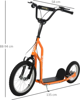 Produktbild von HOMCOM Kinderroller ab 5 jahre Tretroller Scooter Luftreifen verstellbar Orange