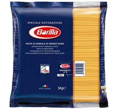 A bag of Barilla Spaghetti Nr. 5 pasta.