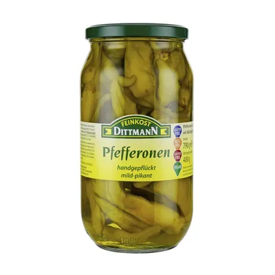 Image de Feinkost Dittmann Poivrons verts et doux piquants en bocal 850g