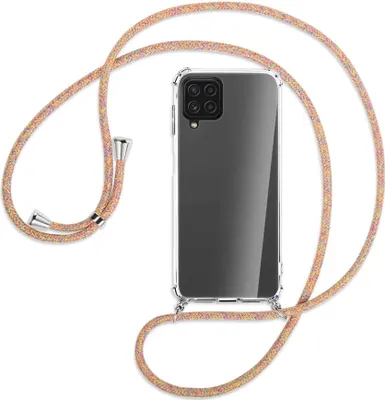 Produktbild von Handykette Backcover-Schutzhülle mit Band (Metall silberfarben) für Samsung Galaxy A22 4G (A225) - Rainbow