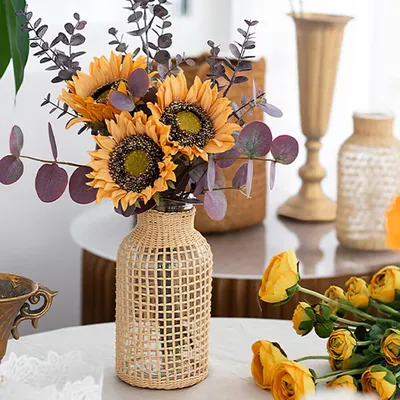 Image de Vase en verre transparent, 30 cm, idéal pour les herbes marines et les herbes de Pampa