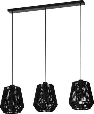 Produktbild von PERSLEY Hängeleuchte Hängelampe Pendellampe Pendelleuchte - L92 x B22 x H110 cm - schwarz - 3X60W exkl. - IP20