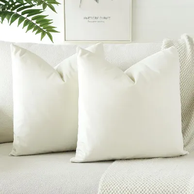 Immagine prodotto di Set di 2 federe per cuscini in velluto, 40x40 cm, color beige