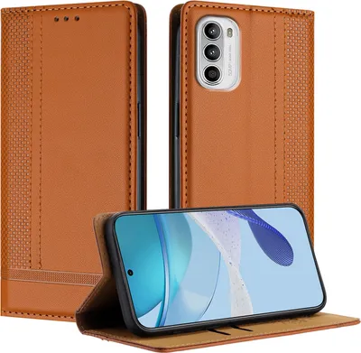 Produktbild von Handyhülle für Motorola Moto G (2022) Leder Flip Klappbare Schutzhülle mit Standfunktion Braun