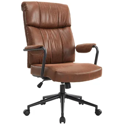 Produktbild von IWMH Kunstleder Chefsessel, Ergonomisch Bürostuhl, Retro Drehstuhl mit Lendenstützte, Homeoffice Schreibtischstuhl für Büro Arbeitszimmer Gaming - Braun
