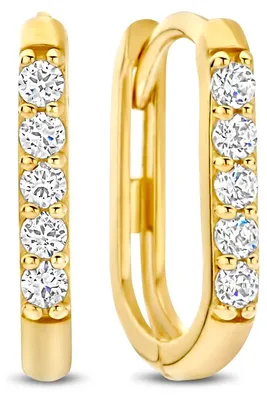 Produktbild von New Bling - 9NBG-0951 - 14K geelgouden oorbellen – ovale vorm – met zirkonia voorkant
