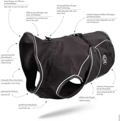 Produktbild von HUNTER Hundemantel UPPSALA, schwarz, wasser- und winddicht, Fleece-Innenfutter, Größe 50