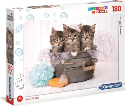Produktbild von Clementoni 29109 Supercolor Niedliche Kätzchen – Puzzle 180 Teile ab 7 Jahren, buntes Kinderpuzzle mit besonderer Leuchtkraft & Farbintensität, Geschicklichkeitsspiel für Kinder