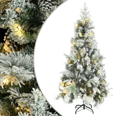 Produktbild von Maison Exclusive - Weihnachtsbaum mit Beleuchtung Schnee und Zapfen 225 cm PVC&PE