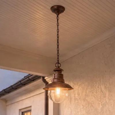 Produktbild von Lindby Außenhängeleuchte Eddie, rost, Metall, IP44, E27, KI-generiertes Bild