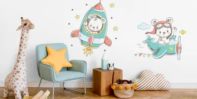 Immagine prodotto di Adesivo murale orsacchiotti volanti 100 x 200 cm tatuaggio murale decorazione adesiva set camera dei bambini XXL