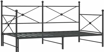 Immagine prodotto di vidaXL Letto da giorno allungabile senza materasso nero 107x203 cm acciaio